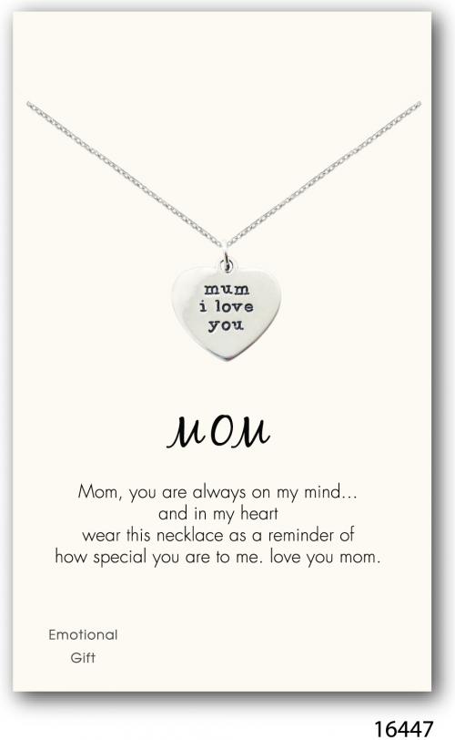 Mum, i love you silver pendant